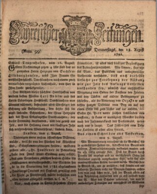 Bayreuther Zeitung Donnerstag 18. August 1791