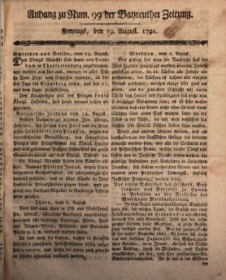 Bayreuther Zeitung Freitag 19. August 1791