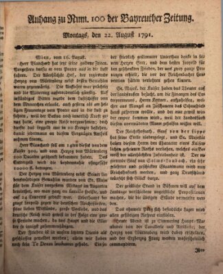 Bayreuther Zeitung Montag 22. August 1791