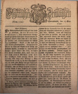 Bayreuther Zeitung Samstag 17. September 1791