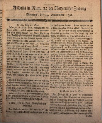 Bayreuther Zeitung Montag 19. September 1791