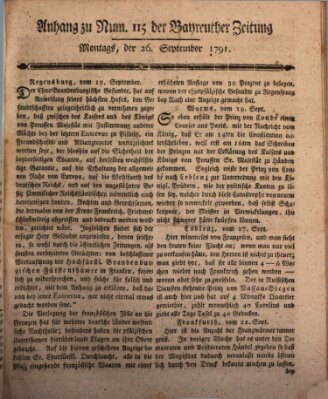 Bayreuther Zeitung Montag 26. September 1791