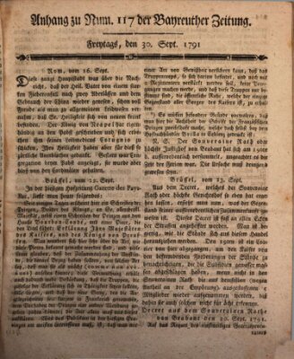 Bayreuther Zeitung Freitag 30. September 1791