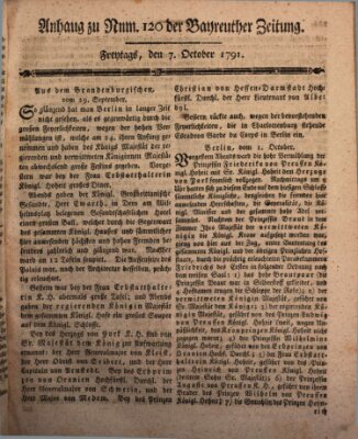 Bayreuther Zeitung Freitag 7. Oktober 1791