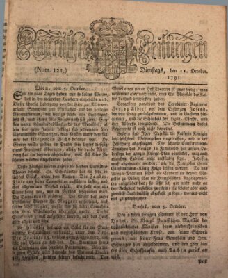 Bayreuther Zeitung Dienstag 11. Oktober 1791