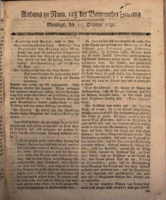 Bayreuther Zeitung Montag 17. Oktober 1791