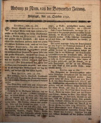 Bayreuther Zeitung Freitag 28. Oktober 1791