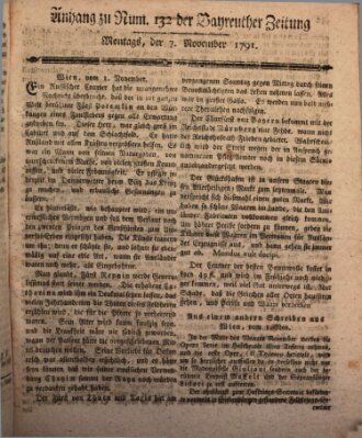 Bayreuther Zeitung Montag 7. November 1791