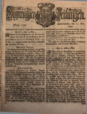 Bayreuther Zeitung Samstag 12. November 1791