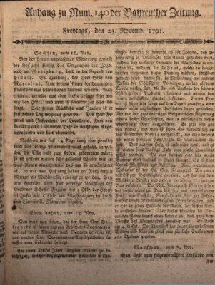 Bayreuther Zeitung Freitag 25. November 1791