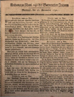 Bayreuther Zeitung Montag 28. November 1791