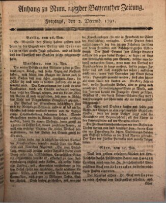 Bayreuther Zeitung Freitag 2. Dezember 1791