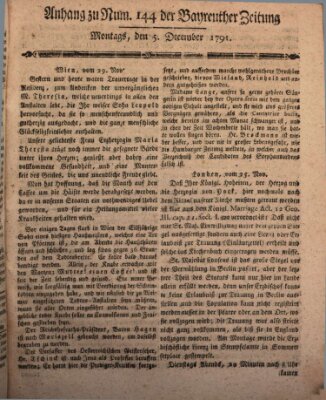 Bayreuther Zeitung Montag 5. Dezember 1791