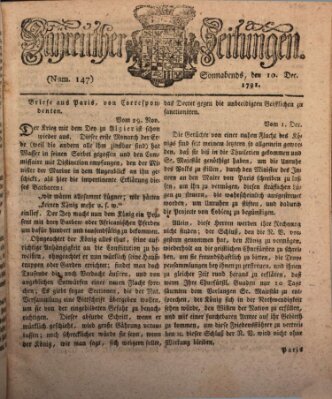 Bayreuther Zeitung Samstag 10. Dezember 1791