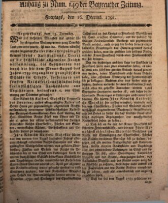 Bayreuther Zeitung Freitag 16. Dezember 1791