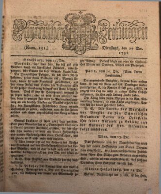 Bayreuther Zeitung Dienstag 20. Dezember 1791