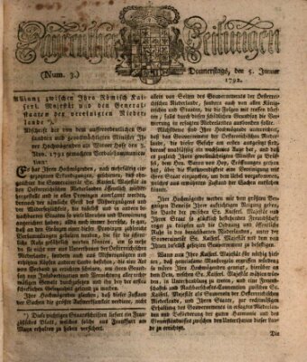 Bayreuther Zeitung Donnerstag 5. Januar 1792