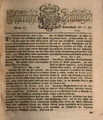 Bayreuther Zeitung Freitag 13. Januar 1792