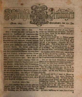 Bayreuther Zeitung Samstag 21. Januar 1792