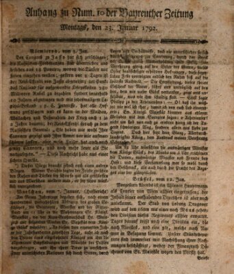 Bayreuther Zeitung Montag 23. Januar 1792