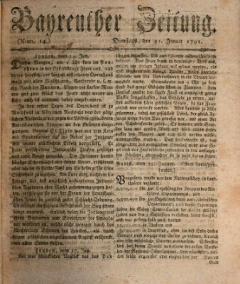 Bayreuther Zeitung Dienstag 31. Januar 1792