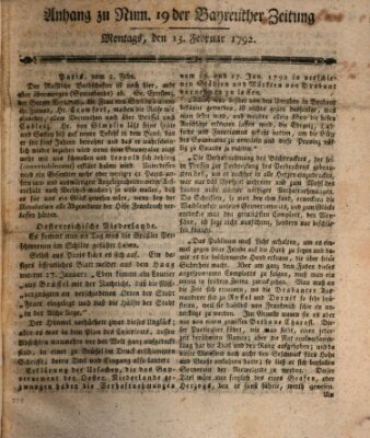 Bayreuther Zeitung Montag 13. Februar 1792