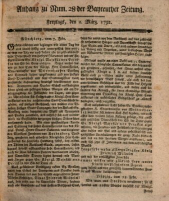 Bayreuther Zeitung Freitag 2. März 1792