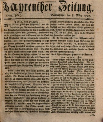 Bayreuther Zeitung Donnerstag 8. März 1792