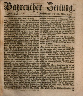 Bayreuther Zeitung Donnerstag 22. März 1792