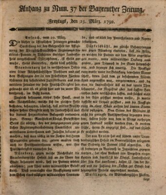 Bayreuther Zeitung Freitag 23. März 1792