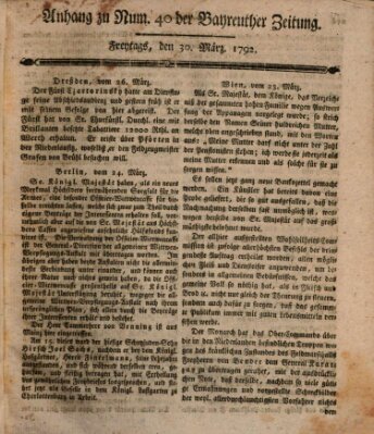 Bayreuther Zeitung Freitag 30. März 1792