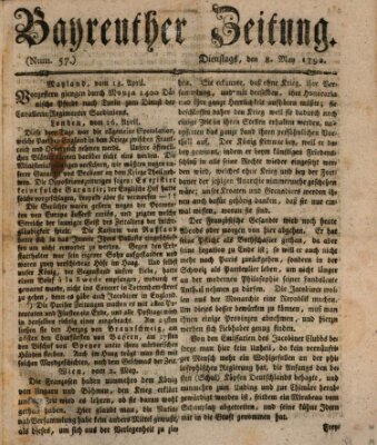 Bayreuther Zeitung Dienstag 8. Mai 1792