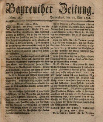 Bayreuther Zeitung Donnerstag 10. Mai 1792