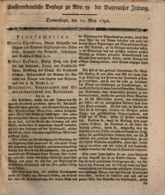 Bayreuther Zeitung Donnerstag 10. Mai 1792