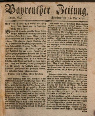 Bayreuther Zeitung Dienstag 15. Mai 1792