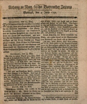 Bayreuther Zeitung Montag 4. Juni 1792