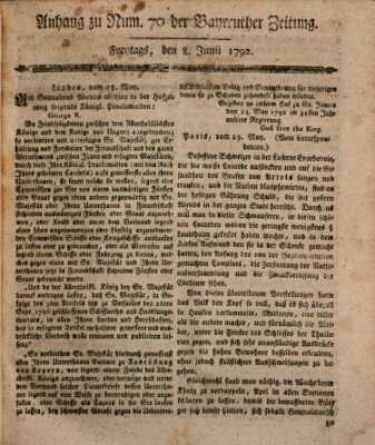 Bayreuther Zeitung Freitag 8. Juni 1792