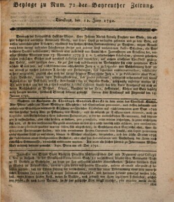 Bayreuther Zeitung Dienstag 12. Juni 1792