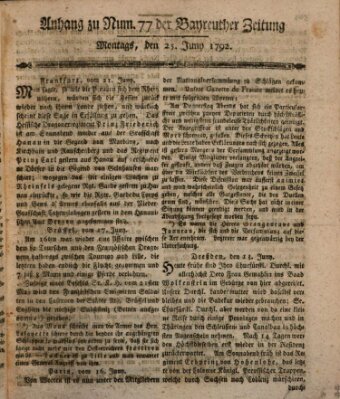 Bayreuther Zeitung Montag 25. Juni 1792