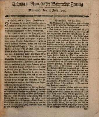 Bayreuther Zeitung Montag 2. Juli 1792