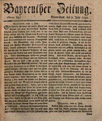 Bayreuther Zeitung Donnerstag 5. Juli 1792