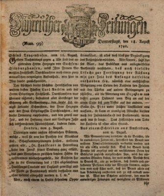 Bayreuther Zeitung Samstag 18. August 1792