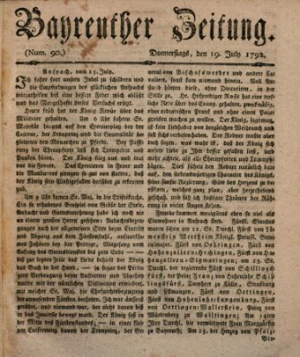 Bayreuther Zeitung Donnerstag 19. Juli 1792