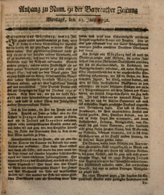 Bayreuther Zeitung Montag 23. Juli 1792