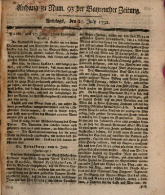 Bayreuther Zeitung Freitag 27. Juli 1792