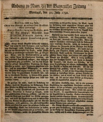 Bayreuther Zeitung Montag 30. Juli 1792