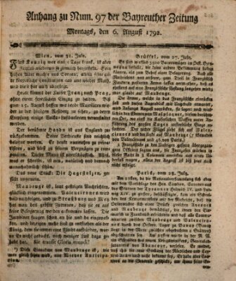 Bayreuther Zeitung Montag 6. August 1792