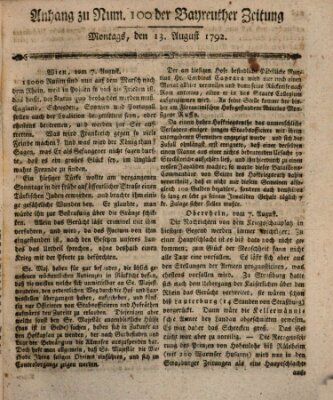 Bayreuther Zeitung Montag 13. August 1792