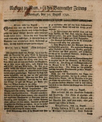 Bayreuther Zeitung Montag 20. August 1792