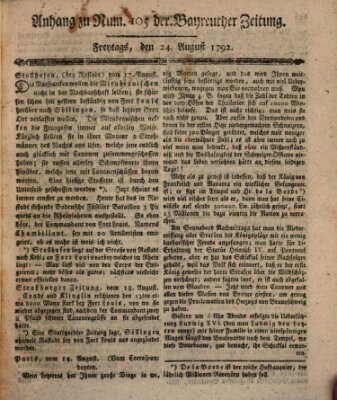 Bayreuther Zeitung Freitag 24. August 1792